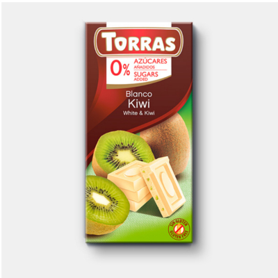 chocolate blanco con Kiwi sin azucar 75 gramos
