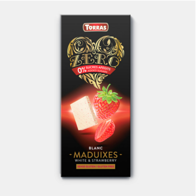 chocolate blanco y fresas sin azucar 75 gramos