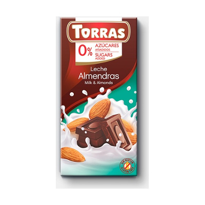 chocolate con leche sin azucar con almendras