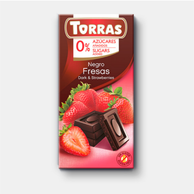 chocolate negro sin azucar con fresas