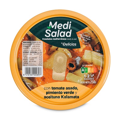 ensalda tomate asadao pimiento verde y aceituna kalamata