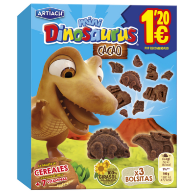 mini dinosaurus cacao 120 gramos artiach